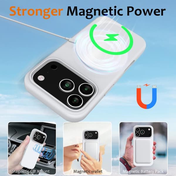 iPhone 18 Pro Max / iPhone 17 Pro Max Shockproof Silikon Skal med MagSafe Vit