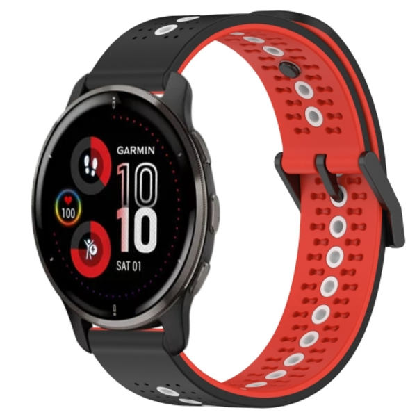 För Garmin Venu 2 Plus 20mm Tricolor Andningsbart watch Black-Red-White