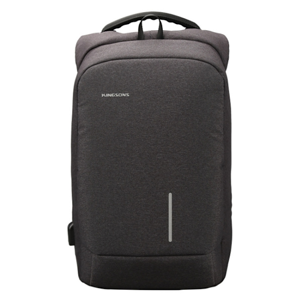 KINGSONS KS-3149 Laptop Ryggsäck College Student Anti-Stöld USB Axelväska 15-tums + Lås