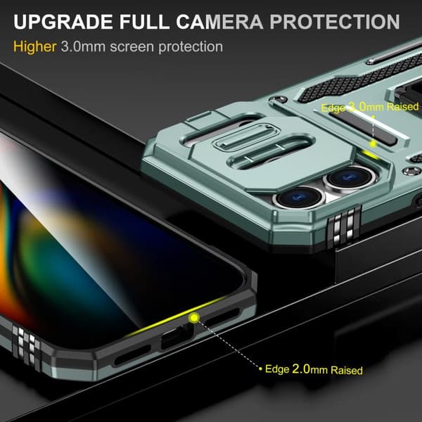 iPhone 18 Pro Max / iPhone 17 Pro Max Skal med Armor PC + TPU Kameraskydd Alpingrön