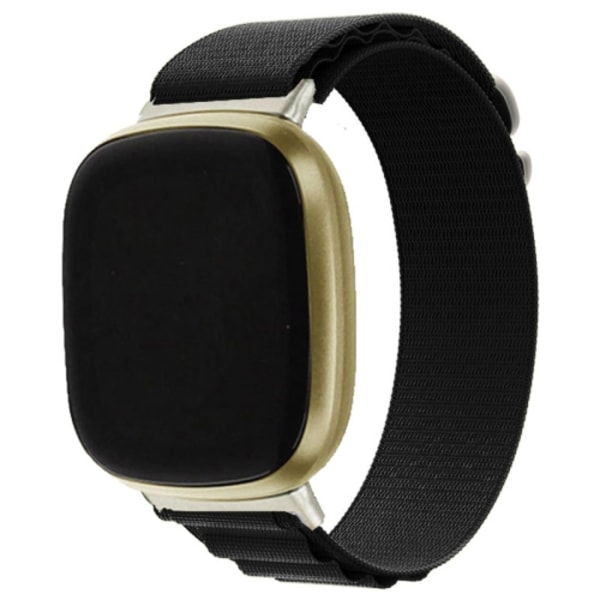 För Fitbit Versa 4 / Sense 2 Universal Loop Nylon Watch Band Black