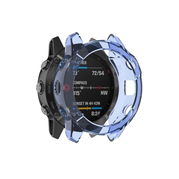För Garmin Fenix ​​6/6 Pro Smart Watch Half Coverage TPU case Transparent Blue