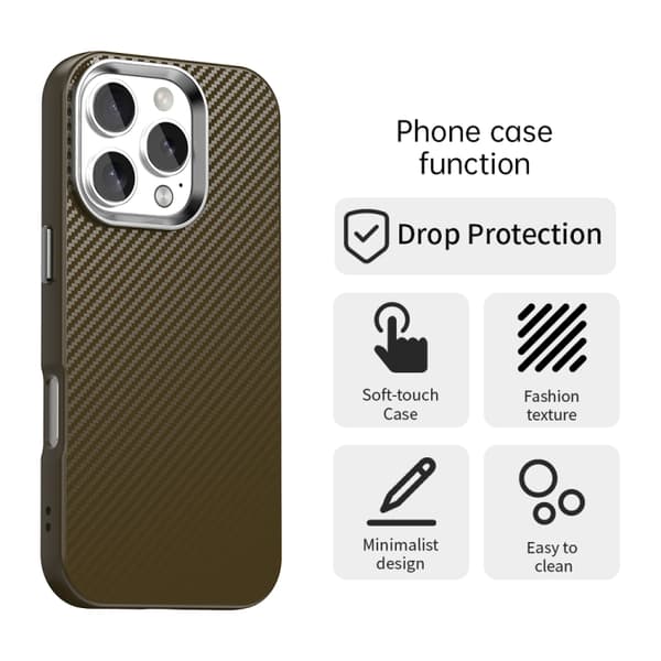 iPhone 16 Pro Kolfiber Series IMD Skal Brun