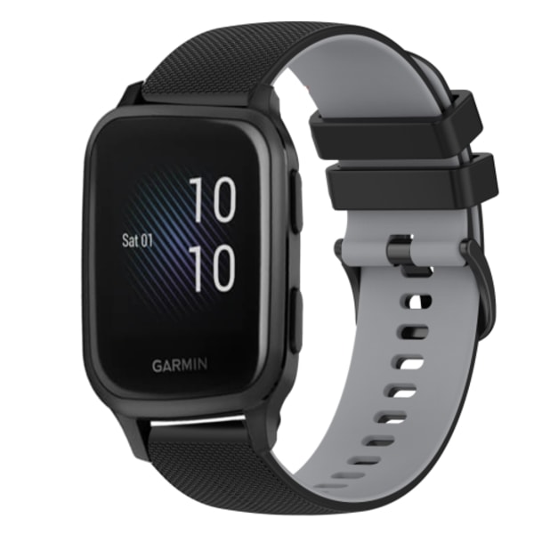 För Garmin Venu SQ 20 mm rutigt watch i tvåfärgad silikon Black-Grey