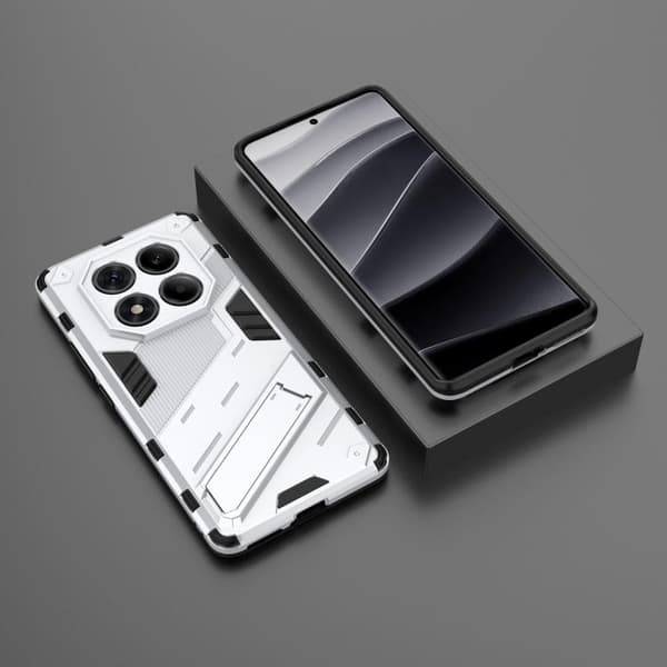 Redmi Note 14 Pro 4G - Punk Armor 2 i 1 PC + TPU Mobilskal med Ställning Vit
