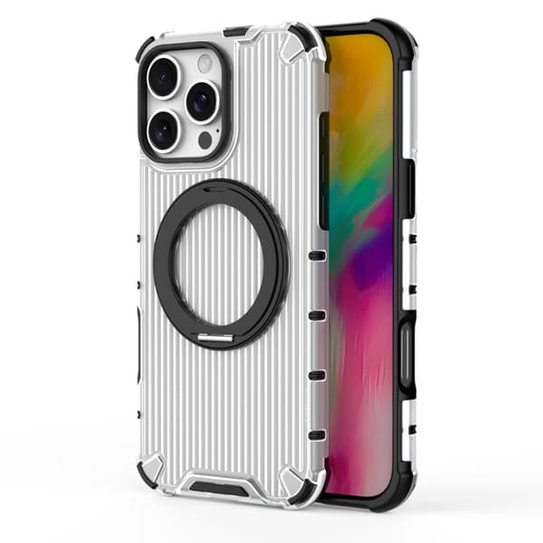 iPhone 16 Pro Max 360 Grader Rotationshållare Stötsäker Skal Transparent