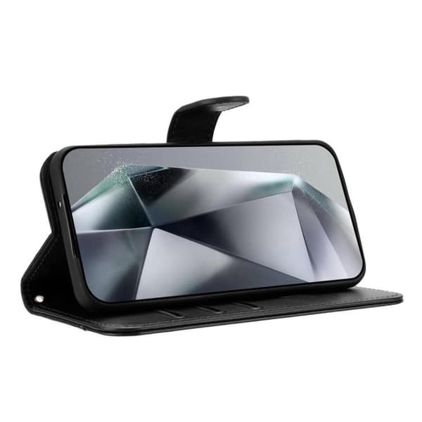 iPhone 18 Pro Max / iPhone 17 Pro Max Skal läderfodral - dubbelvikt S-form Svart