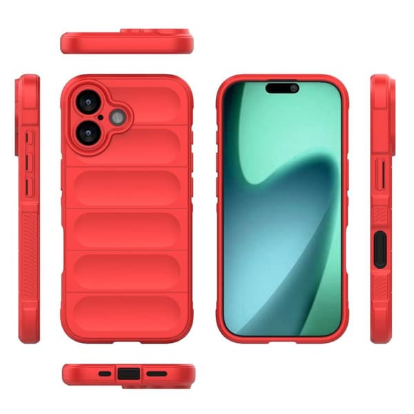 iPhone 17 Skal med Magic Shield TPU + Flanell Röd