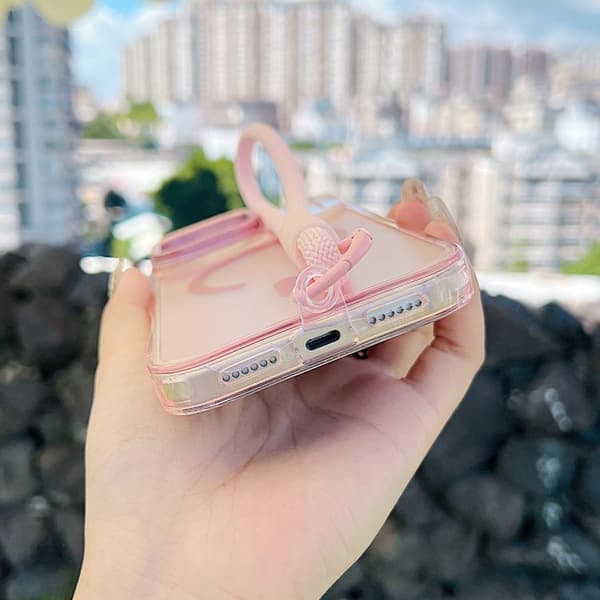 iPhone 18 Pro Max / iPhone 17 Pro Max Skal med Gradientfärg och MagSafe, inklusive Hållare / Handledsrem Rosa
