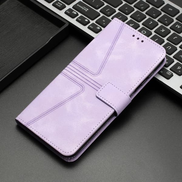 Redmi Note 14 5G - Triangulär Solid Färg Läder fodral Purpur