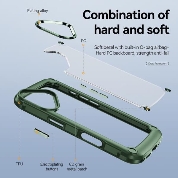 iPhone 17 Skal med TPU + PC Linsskydd Grön
