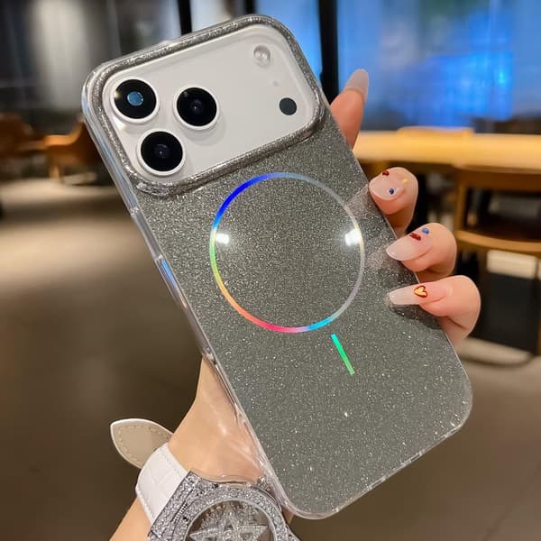 iPhone 17 Pro Skal med Glittrande Pulverbeläggning och MagSafe IMD Full Coverage Svart