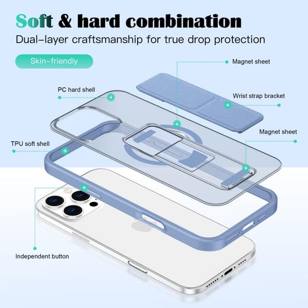 iPhone 16 Pro Max Skal med Matt Ytbehandling och Handledsrem - MagSafe Kompatibel Blå