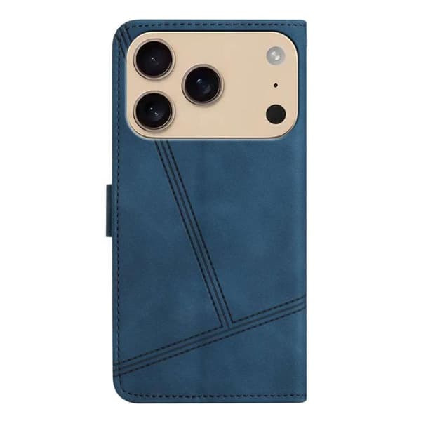 iPhone 18 Pro Max / iPhone 17 Pro Max Skal läderfodral med skin-feel sömnad Blå