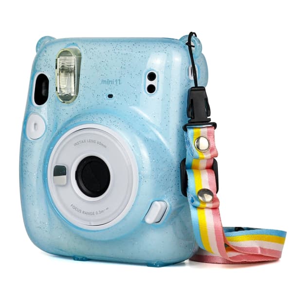 Glitter Power Crystal Case med rem för FUJIFILM Instax mini 11 Blå