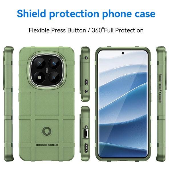 Redmi Note 14 Pro+ 5G - Full Coverage Stöttålig TPU Mobilskal Grön