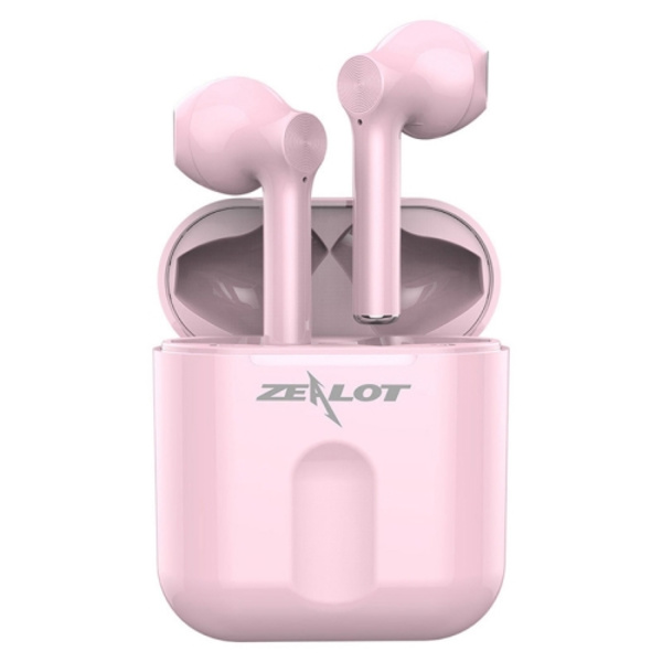 ZEALOT T2 Bluetooth 5.0 TWS trådlösa Bluetooth-hörlurar med laddningsbox, touch & samtal & strömvisning Rosa