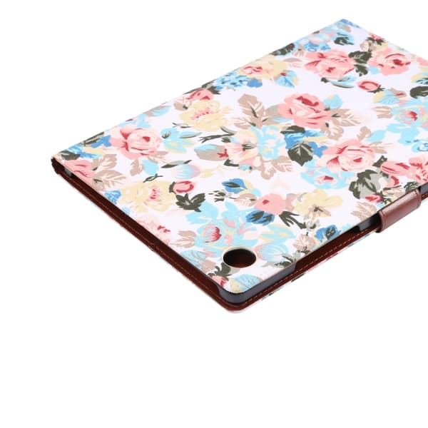 Samsung Galaxy Tab A8 10.5 (2021) X200/X205 Blommig Läderfodral Vit