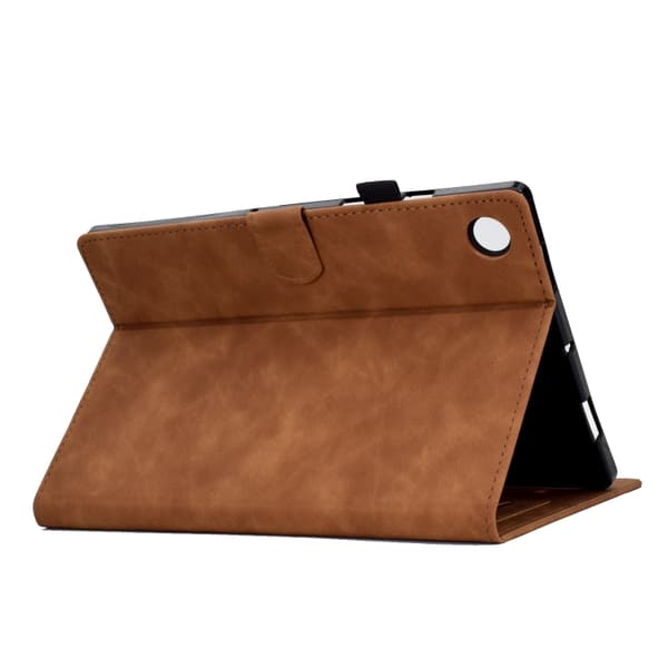 Samsung Galaxy Tab A9 / A11 Prägad Flip-Läderfodral Brun