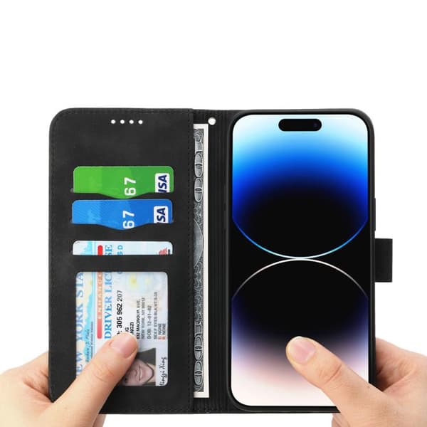 iPhone 18 Pro Max / iPhone 17 Pro Max Skal läderfodral Dierfeng Dream Line TPU Hybrid Svart