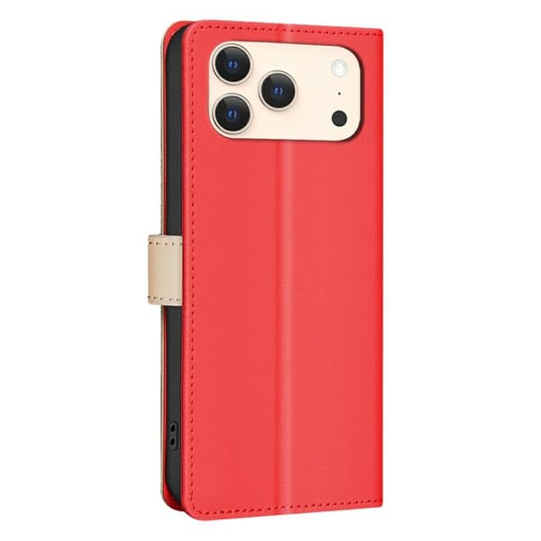 iPhone 18 Pro Max / iPhone 17 Pro Max Skal Läderfodral med Färgmatchning och RFID Antistöld Röd