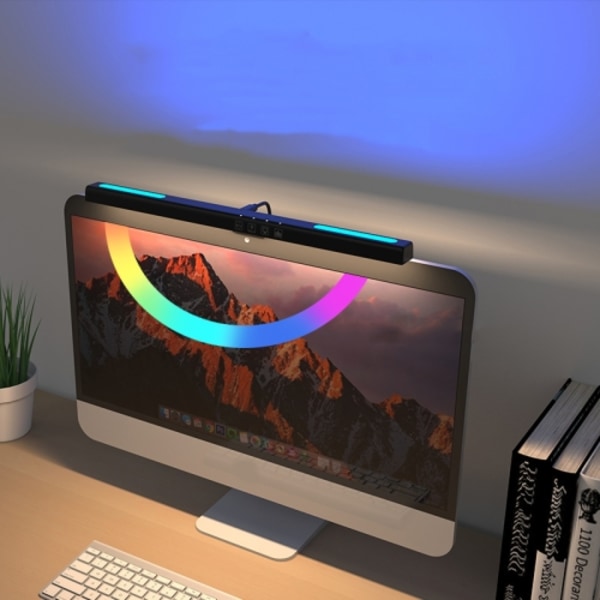 Laptop-skärmhängande lampa med RGB-bakgrundsbelysning och pekkontroll