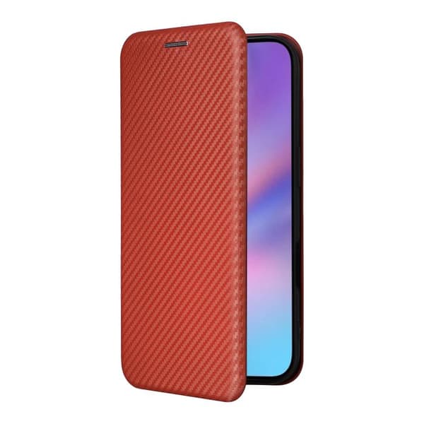 iPhone 17 Skal läderfodral - kolfibertextur Brun