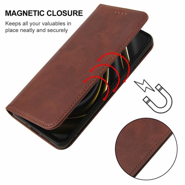 Poco M3 - Magnetisk Stängning Läder fodral Brun