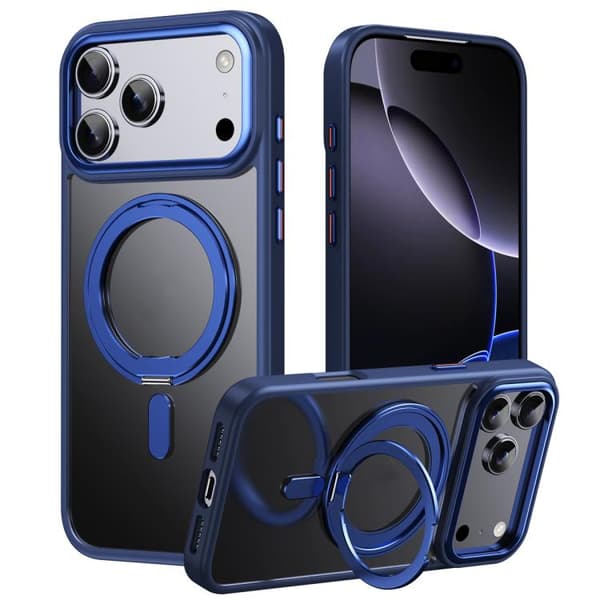 iPhone 18 Pro Max / iPhone 17 Pro Max Frostad 360 Grad MagSafe Magnetisk Hållare Skal Blå