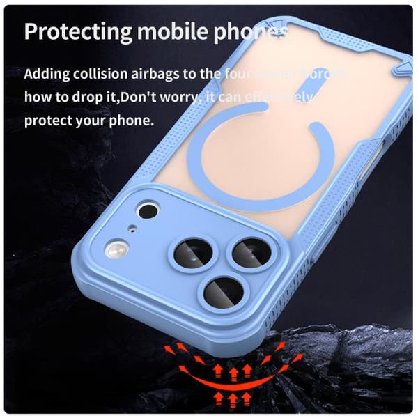 iPhone 18 Pro Max / iPhone 17 Pro Max Skal med Armor Glaze MagSafe Magnetisk Design Blå