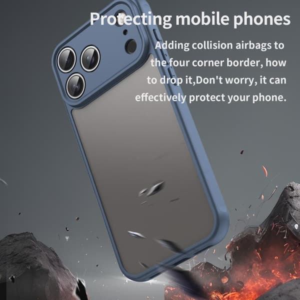 iPhone 18 Pro Max / iPhone 17 Pro Max Dun Series TPU Hybrid PC Frostad Skal Blå