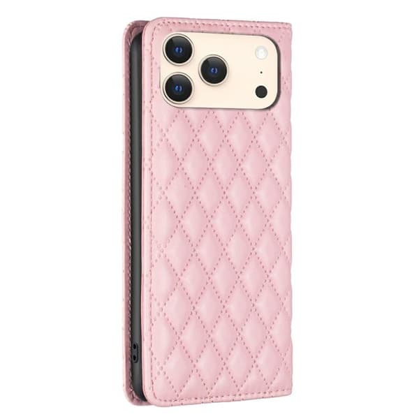 iPhone 18 Pro / iPhone 17 Pro Diamantgaller Magnetisk Läder Flip Skal Rosa