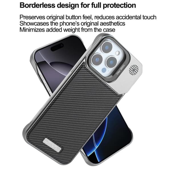 iPhone 16 Pro Max Frameless Kolfiber Skal med PC MagSafe Svart