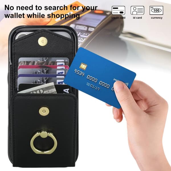 iPhone 18 Pro Max / iPhone 17 Pro Max Skal med Ringhållare och RFID-kortfack Svart