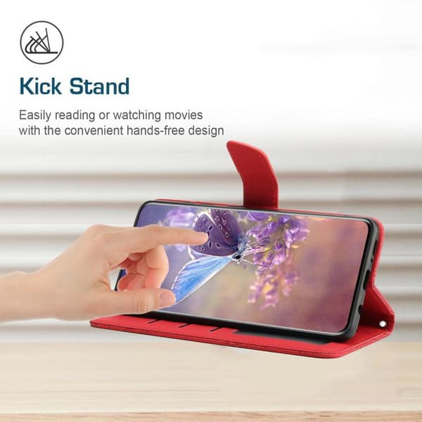 iPhone 18 Pro Max / iPhone 17 Pro Max Skal läderfodral med fjärilsprägling och flip-design Röd