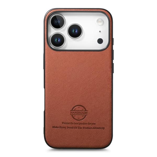 iPhone 18 Pro Max / iPhone 17 Pro Max Twill Fabric Läder Skal Brun