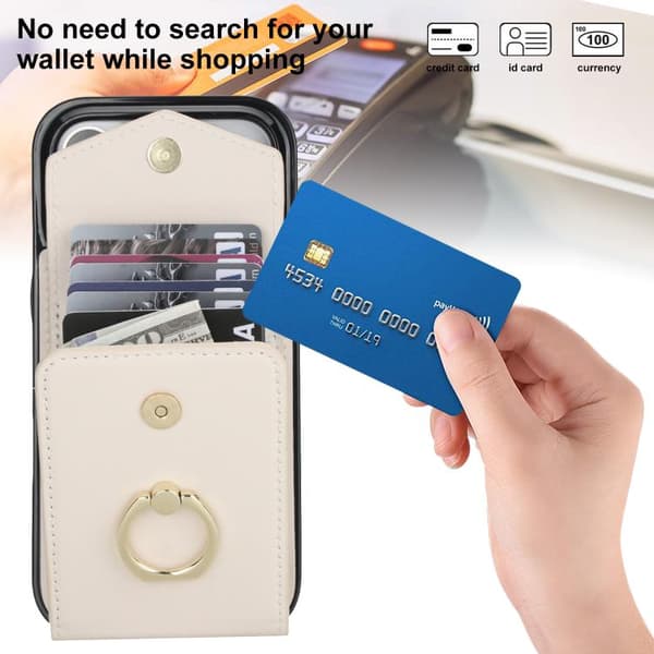 iPhone 18 Pro Max / iPhone 17 Pro Max Skal med Ringhållare och RFID-kortfack Beige