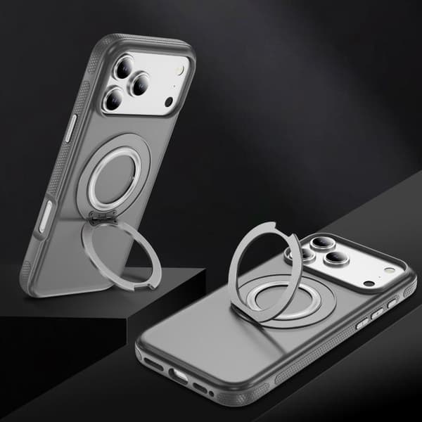 iPhone 18 Pro Max / iPhone 17 Pro Max Skal - Translucent PC Gear Holder med C MagSafe Ljusgrå+Grå