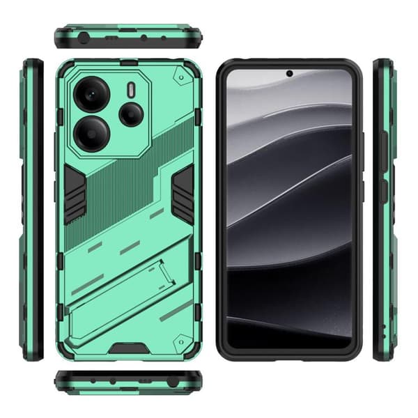 Redmi Note 14 4G - Punk Armor 2 i 1 PC + TPU Mobilskal med Ställ, Grön