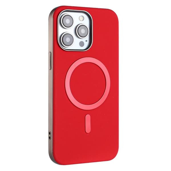 iPhone 16 Pro Solid Color Pläterad MagSafe Full Coverage Skal Röd
