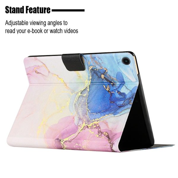 Samsung Galaxy Tab A8 Marble Mönster Smart Läderfodral Rosa Blå
