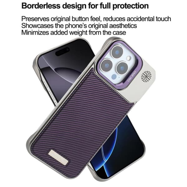 iPhone 16 Pro Max Frameless Kolfiber Skal med PC MagSafe Purpur
