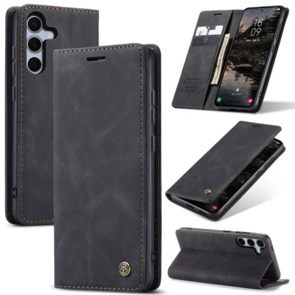 Samsung Galaxy S25 5G Skal CaseMe 013 Multifunktionell Horisontell Flip Läder Svart