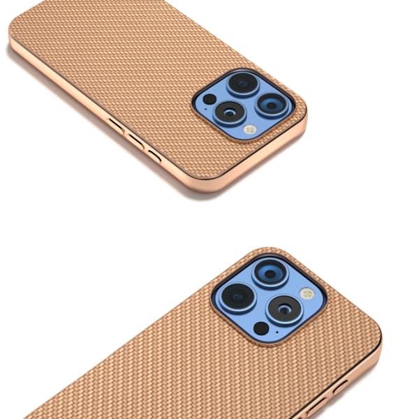 iPhone 16 Pro Nano Elektropläterad Kolfiber Textur Skal Guld