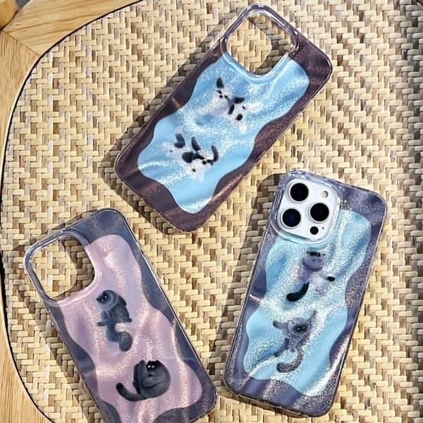 iPhone 16 Pro Max Dubbel Lager IMD Mönster TPU Skal Rosa orm