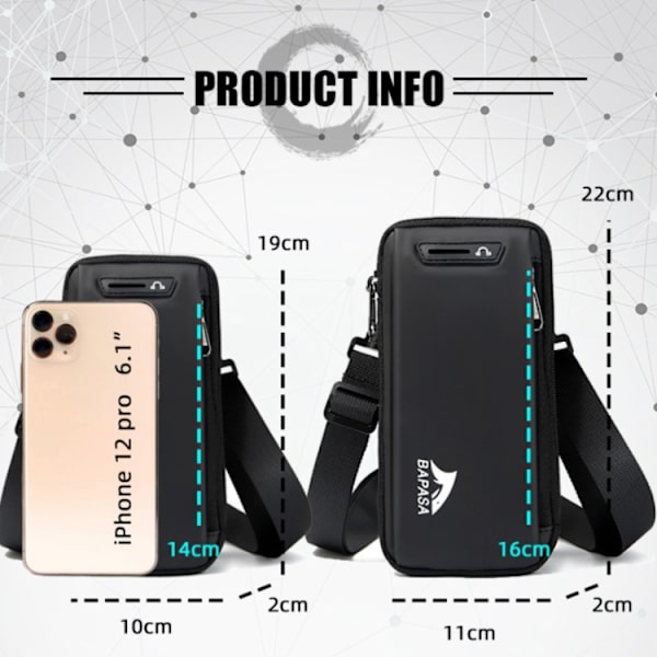 BAPASA A155 Mini Multifunktionell Crossbody Telefonväska Midjeväska Blå