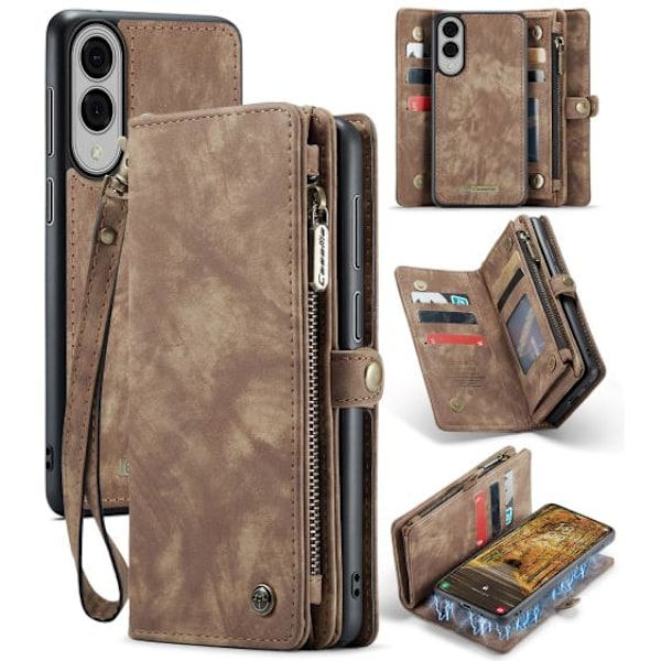Samsung Galaxy S25 Edge 5G Skal CaseMe 008 Avtagbar Multifunktionell Läder Brun