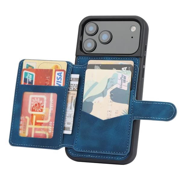 iPhone 18 Pro Max / iPhone 17 Pro Max Skal med RFID-skydd och PU-kortficka Påfågelblå