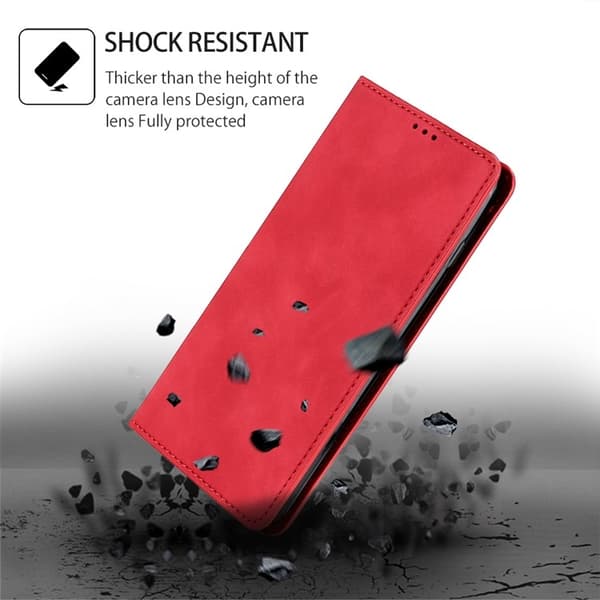 Redmi Note 14 5G - Magnetiskt Läderfodral med Skinnkänsla Röd