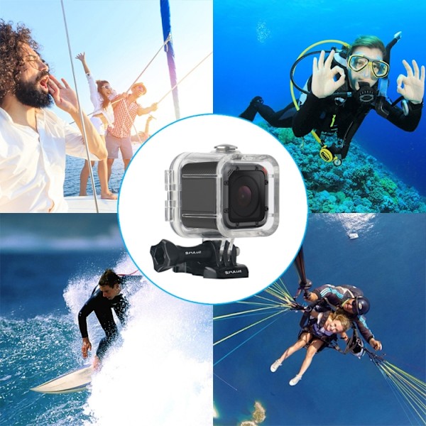45m undervattens vattentätt hus dykskyddsfodral för GoPro HERO5 Session /HERO4 Session /HERO Session, med spänne basfäste och skruv